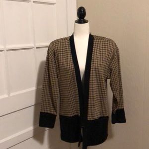 Vintage Brown&Black Open Front Cardigan w/ Pockets